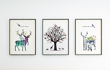 現代簡約餐廳壁畫招財風水壁畫-一鹿相送