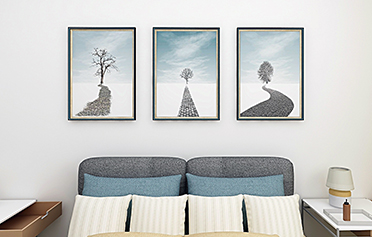 現代北歐臥室單聯三聯畫 -樹與路
